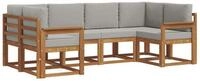 vidaXL Gartenlounge-Set Outdoor-Sofagarnitur 6 stk. Nat&uuml;rlich und Hellgrau,...