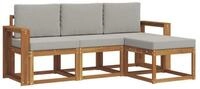 vidaXL Gartenlounge-Set Outdoor-Sofagarnitur 4 stk. Nat&uuml;rlich und Hellgrau,...