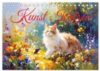 CALVENDO Wandkalender Kunst Katzen (Tischkalender 2027 DIN A5 quer), CALVENDO