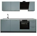 Vicco K&uuml;chenzeile R-Line, Blau-Grau/Anthrazit, 220 cm ohne Arbeitsplatte...