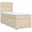 vidaXL Bett Boxspringbett mit Matratze mit Kopfteil Creme 90 x 200 cm Stoff...
