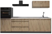 Vicco K&uuml;chenzeile R-Line, Artisan-Eiche/Anthrazit, 280 cm Arbeitsplatte Marmor