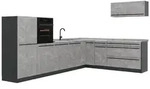 Vicco Winkelk&uuml;che R-Line, Beton/Anthrazit, 327 x cm Arbeitsplatte Marmor grau