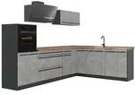 Vicco Winkelk&uuml;che R-Line, Beton/Anthrazit, 287 x cm Arbeitsplatte Goldkraft...