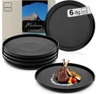 S&Auml;NGER Teller Madeira, (6 St), 6 tlg. Speiseteller, Steingut, schwarz, Handmade,