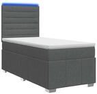 vidaXL Bett LED Boxspringbett mit Matratze Dunkelgrau 90 x 190 cm Stoff (1-tlg)
