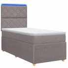 vidaXL Bett LED Boxspringbett mit Matratze Taupe 100 x 200 cm Stoff (1-tlg)