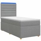 vidaXL Bett LED Boxspringbett mit Matratze Hellgrau 90 x 190 cm Stoff (1-tlg)