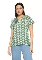 Klassische Bluse CARTOON "Blusenshirt mit R&uuml;schen", Damen, Gr. 34, bunt (gr&uuml;n,