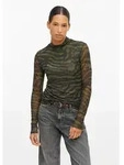 s.Oliver Langarmshirt T-Shirt Leicht transparentes Mesh-Shirt mit All-over-Print
