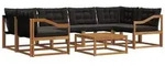 vidaXL Gartenlounge-Set Outdoor-Sofagarnitur 7 stk. Nat&uuml;rlich und Schwarz,...