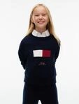 Strickpullover TOMMY HILFIGER, M&auml;dchen, Gr. 8 (128), blau (dunkelblau), Strick,