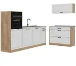 Vicco K&uuml;chenzeile R-Line, Wei&szlig; Landhaus/Goldkraft Eiche, 220 cm Arbeitsplatte