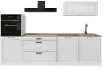 Vicco K&uuml;chenzeile R-Line, Wei&szlig; Landhaus/Wei&szlig;, 280 cm Arbeitsplatte Goldkraft...