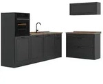 Vicco K&uuml;chenzeile R-Line, Anthrazit Landhaus/Anthrazit, 220 cm Arbeitsplatte
