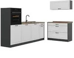Vicco K&uuml;chenzeile R-Line, Wei&szlig; Landhaus/Anthrazit, 220 cm ohne Arbeitsplatte...