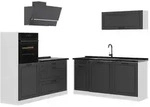 Vicco K&uuml;chenzeile R-Line, Anthrazit Landhaus/Wei&szlig;, 160 cm Arbeitsplatte...