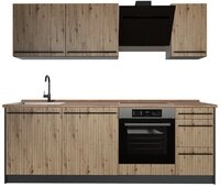 Vicco K&uuml;chenzeile R-Line, Artisan-Eiche/Anthrazit, 220 cm, AP Eiche
