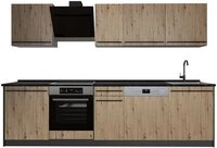 Vicco K&uuml;chenzeile R-Line, Artisan-Eiche/Anthrazit, 280 cm Arbeitsplatte...