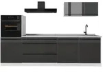 Vicco K&uuml;chenzeile R-Line, Anthrazit Hochglanz/Wei&szlig;, 280 cm Arbeitsplatte Marmor