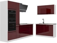 Vicco Winkelk&uuml;che R-Line, Rot Hochglanz/Wei&szlig;, 230 x 120 cm ohne Arbeitsplatte
