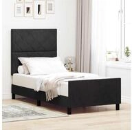 vidaXL Bettgestell vidaXL Boxspringbett mit Kopfteil Schwarz 90 x 200 cm Samt