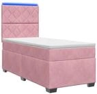 vidaXL Bett Boxspringbett mit Matratze mit Kopfteil Rosa 100 x 200 cm Samt...