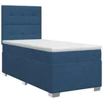 vidaXL Bett Boxspringbett mit Matratze mit Kopfteil Blau 90 x 190 cm Stoff...