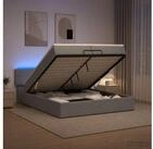 vidaXL Bettgestell vidaXL Ottoman-Bett mit Matratze und LED Hellgrau 200 x 200...