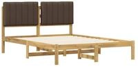 vidaXL Bettgestell 206 x 146 x 85 cm Bettgestell mit gepolstertem Kopfteil Wei&szlig;
