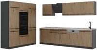 Vicco K&uuml;chenzeile R-Line, Artisan-Eiche/Anthrazit, 180 cm Arbeitsplatte Marmor