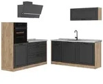 Vicco K&uuml;chenzeile R-Line, Anthrazit Landhaus/Goldkraft Eiche, 160 cm Arbeitsplatte