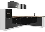 Vicco Winkelk&uuml;che R-Line, Schwarz Hochglanz/Wei&szlig;, 287 x cm Arbeitsplatte Goldkraft