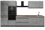 Vicco K&uuml;chenzeile R-Line, Beton/Anthrazit, 340 cm Arbeitsplatte Goldkraft...