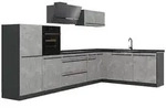 Vicco Winkelk&uuml;che R-Line, Beton/Anthrazit, 347 x cm Arbeitsplatte Anthrazit...