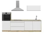Vicco K&uuml;chenzeile R-Line, Wei&szlig;/Goldkraft Eiche, 280 cm Arbeitsplatte Platin...