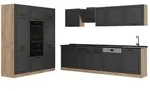 Vicco K&uuml;chenzeile R-Line, Anthrazit Landhaus/Goldkraft Eiche, 180 cm ohne
