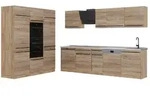 Vicco K&uuml;chenzeile R-Line, Sonoma/Goldkraft Eiche, 180 cm Arbeitsplatte Marmor...