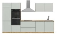 Vicco K&uuml;chenzeile R-Line, Pastellgr&uuml;n/Goldkraft Eiche, 340 cm Arbeitsplatte...