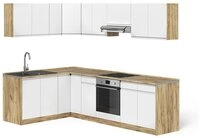 Vicco Winkelk&uuml;che R-Line, Wei&szlig;/Goldkraft Eiche, 267 x 167 cm