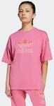 T-Shirt ADIDAS ORIGINALS "OVERSIZE TREFOIL", Jungen, Gr. 170, pink (pink fusion),