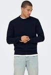 Rundhalspullover ONLY & SONS "ONSJAMES RLX CREW KNIT", Herren, Gr. XXL, blau...