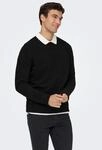 Strickpullover ONLY & SONS "ONSETHAN LIFE REG 7 CREW KNIT", Herren, Gr. S, schwarz,