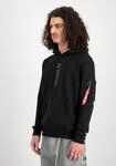 Hoodie ALPHA INDUSTRIES "Alpha Puff Print Hoodie", Herren, Gr. L, schwarz,
