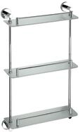 BRILLANTBAD&reg; Duschregal BOMEGA Glasablage Messing Chrom poliert Milchglas Bad K&uuml;che