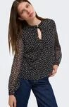 Chiffonbluse ONLY "ONLDITSY L/S BLOUSE WVN", Damen, Gr. M, schwarz-wei&szlig; (schwarz