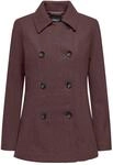 Kurzmantel ONLY "ONLBLAKE PEACOAT CC OTW", Damen, Gr. XS, braun (decadent chocolate