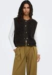 Strickweste JDY "JDYEIRA LIFE S/L O-NECK BUTTON VEST KNT", Damen, Gr. S, braun