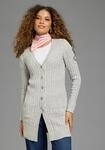 Longstrickjacke KANGAROOS, Damen, Gr. 48/50, grau (graumeliert), Strick,