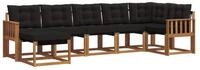 vidaXL Gartenlounge-Set Outdoor-Sofagarnitur 7 stk. Nat&uuml;rlich und Schwarz,...